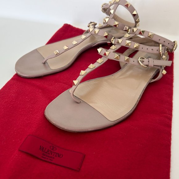 Valentino Garavani Rockstud Caged Leather Ankle Strap Sandals - Picture 2 of 10